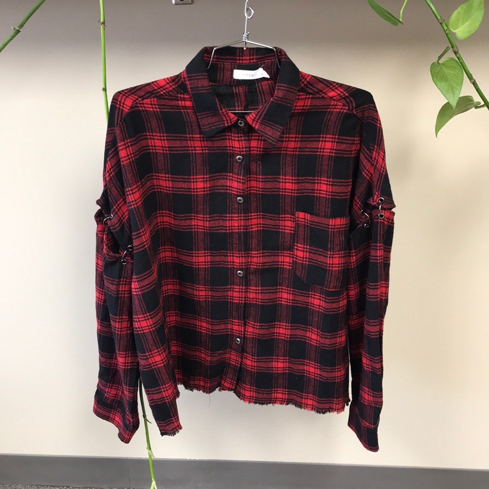NORDSTROM Lush Plaid Button Down Top